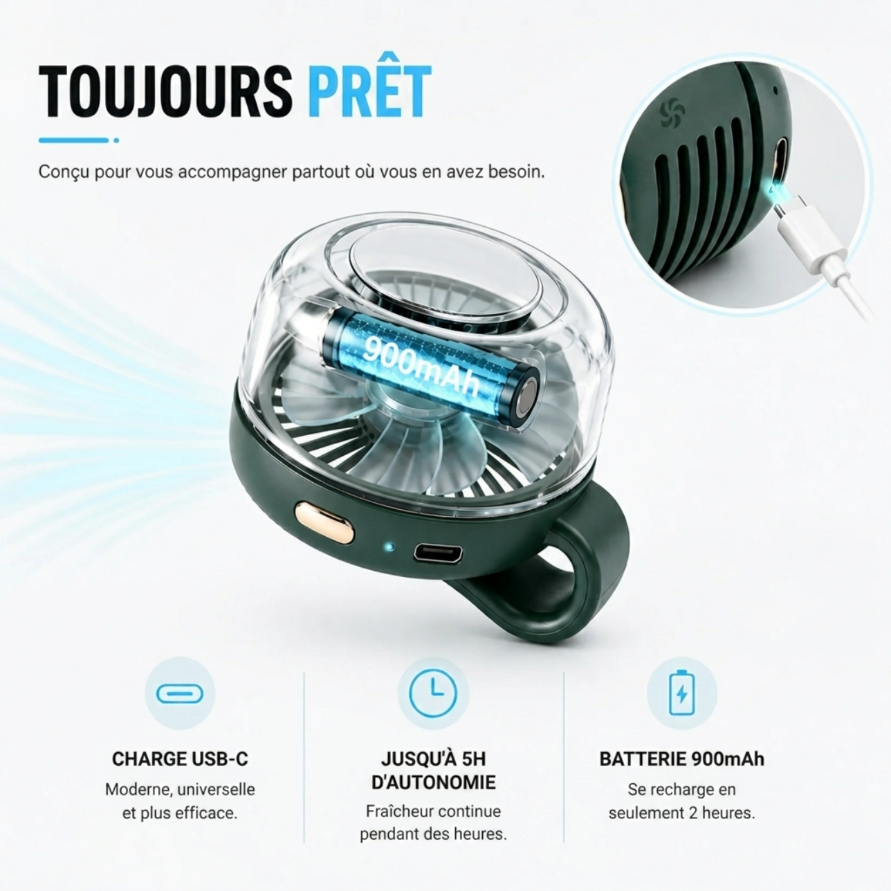Mini ventilateur silencieux clip