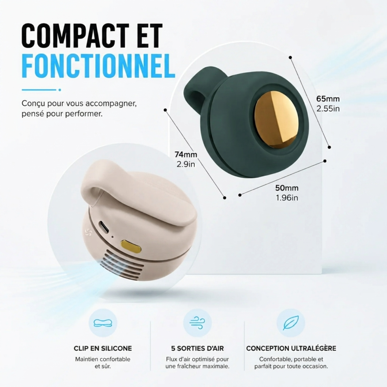 Mini ventilateur silencieux clip